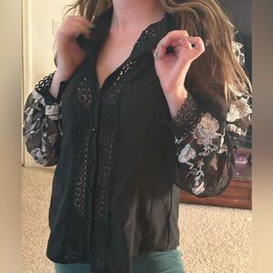 Black chic bohemian blouse